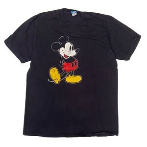 VTG 1980's Disney Mickey Mouse T-shirt actual mens Small Black  Made In‎ USA